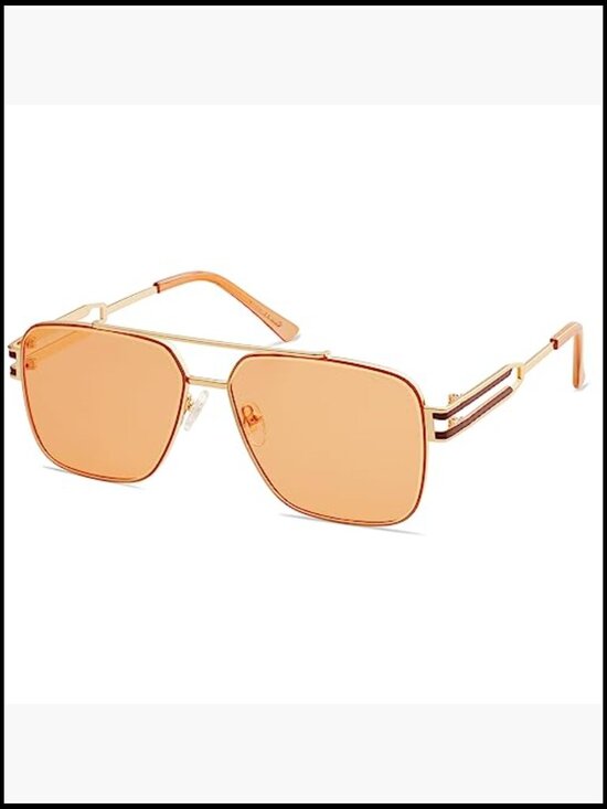 Retro Oversized Square Sunglasses with Double Bridge Metal Frame main image 4
